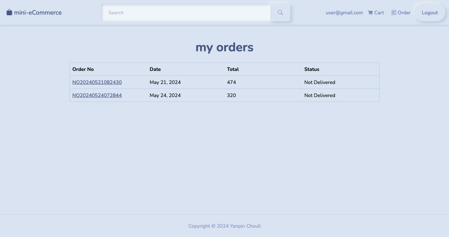 orders page