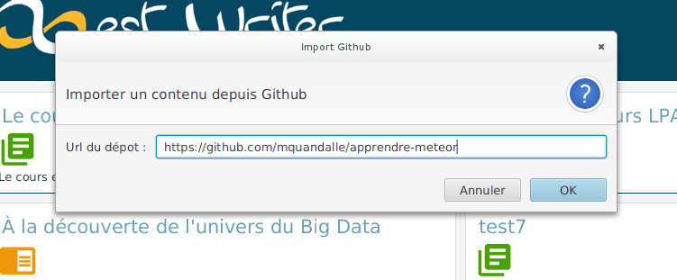 Import du tutoriel : https://github.com/mquandalle/apprendre-meteor en un clic