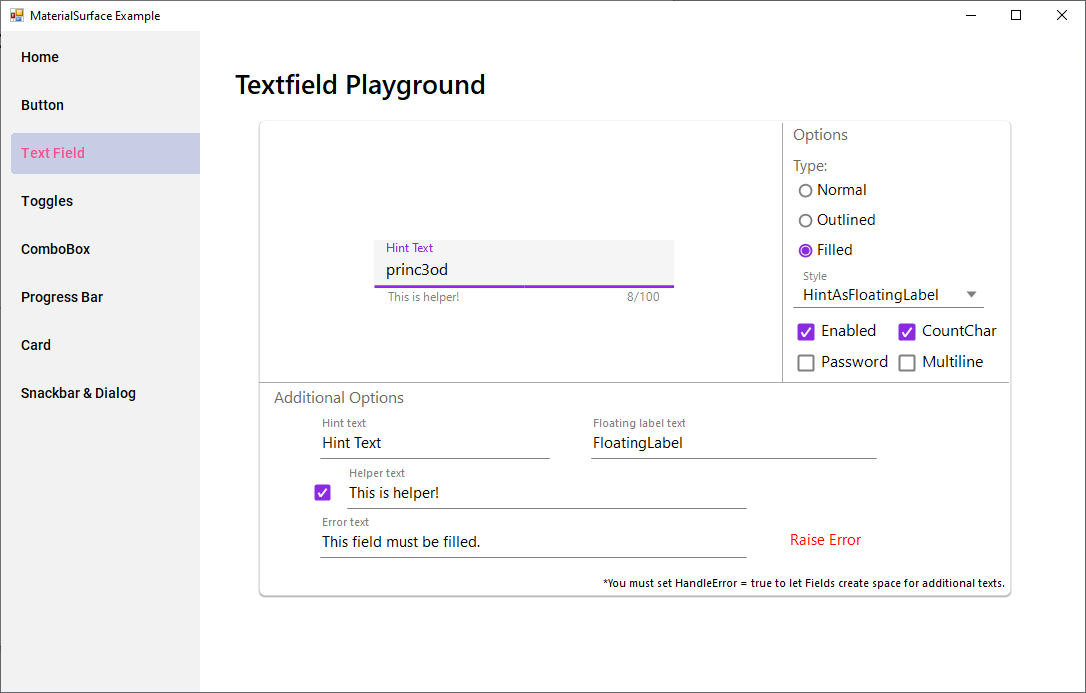 TextField Tab