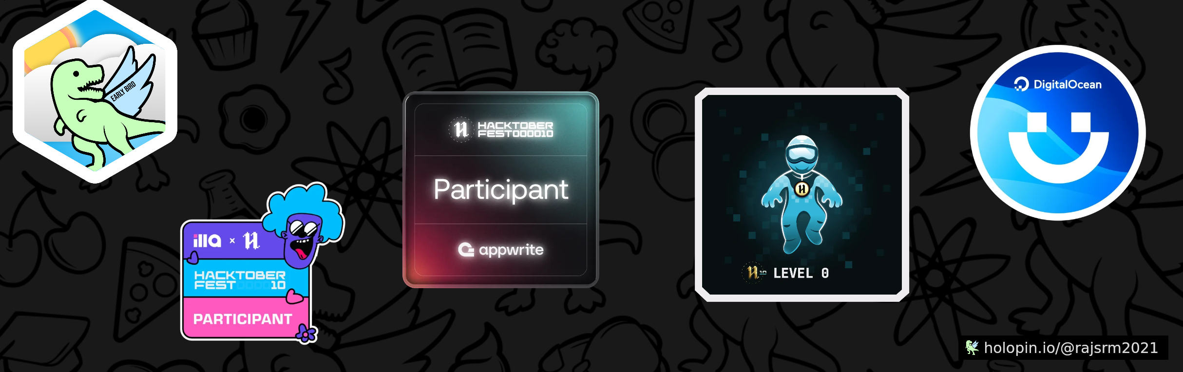 An image of @rajsrm2021's Holopin badges, which is a link to view their full Holopin profile