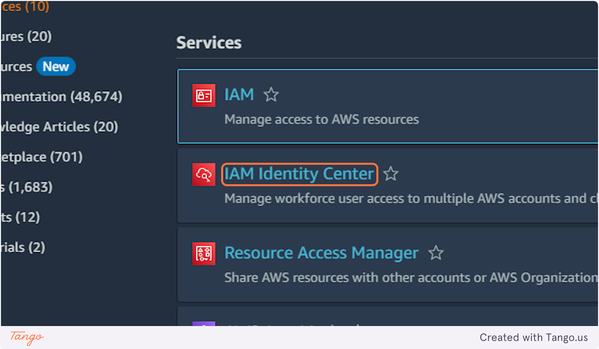 Click on IAM Identity Center