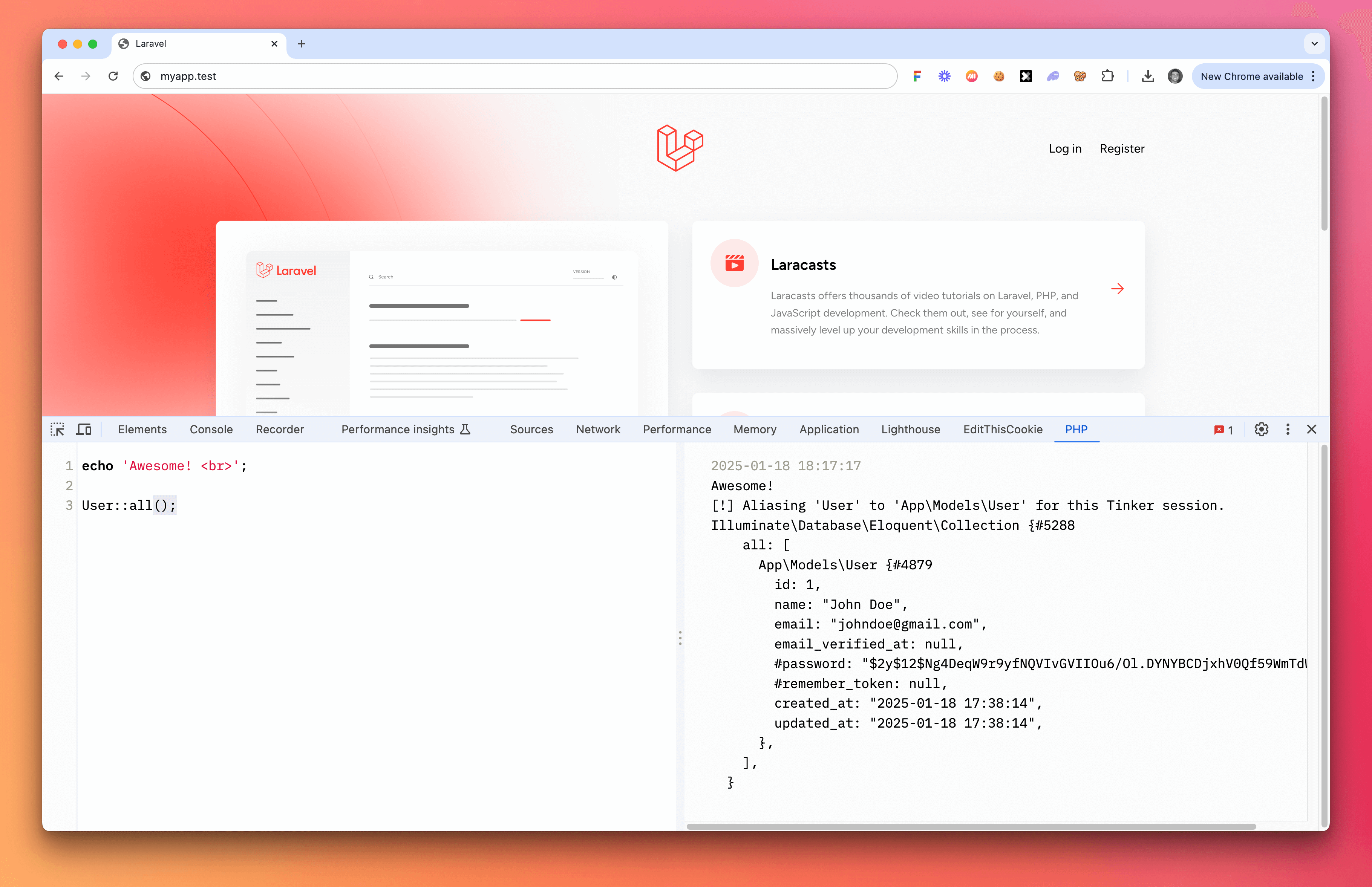 PHP Extension screenshot