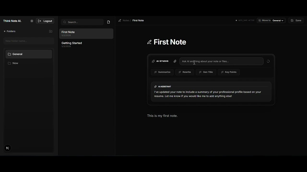 Think Note AI Video Demo