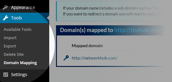 Domain Mapping - Tools Domain Mapping menu