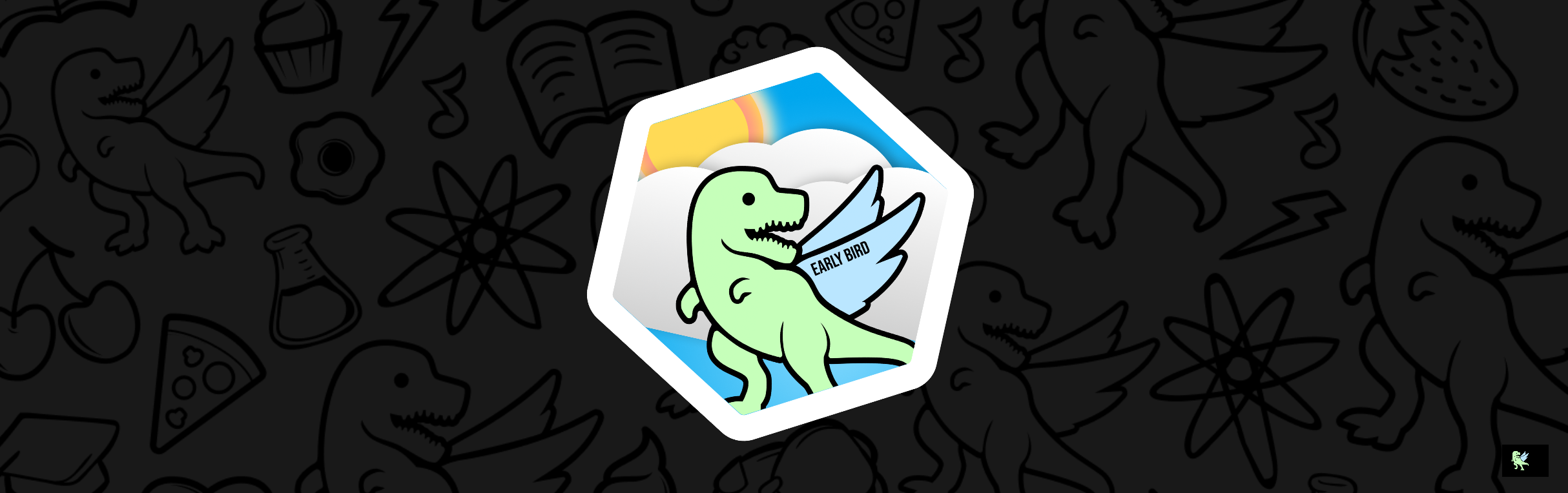 An image of @asyncedd's Holopin badges, which is a link to view their full Holopin profile