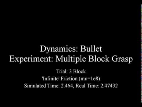 Bullet - Multiple Block Grasp - 3 Blocks - 'Infinite' Friction