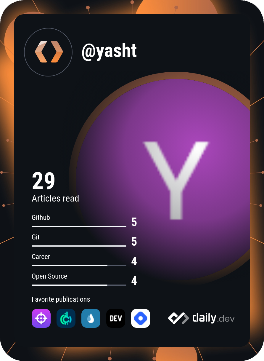 Yash T's Dev Card