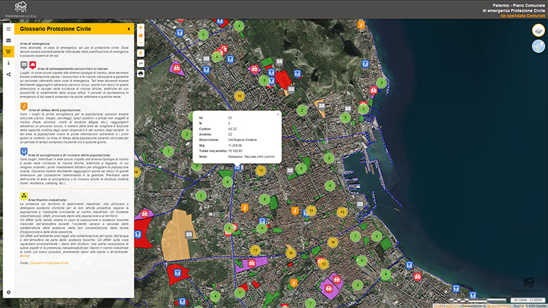 Palermo, Piano Comunale di emergenza Protezione Civile, su base opendata.