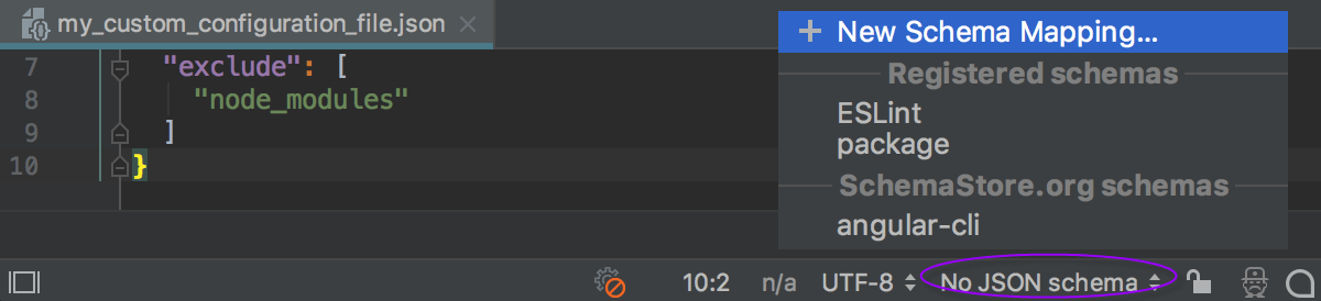 Jetbrains JSON Schema Mapping in Editor