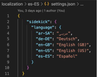 localization in settings.json