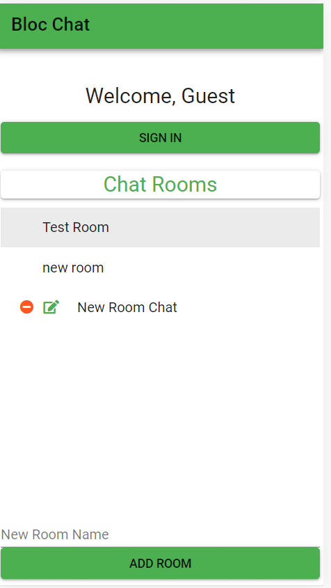 Bloc-Chat Mobile View Chat Rooms