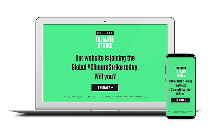 A screenshot of the Digital Climate Strike full page widget