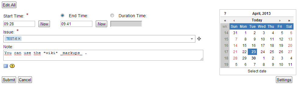 Filled input fields