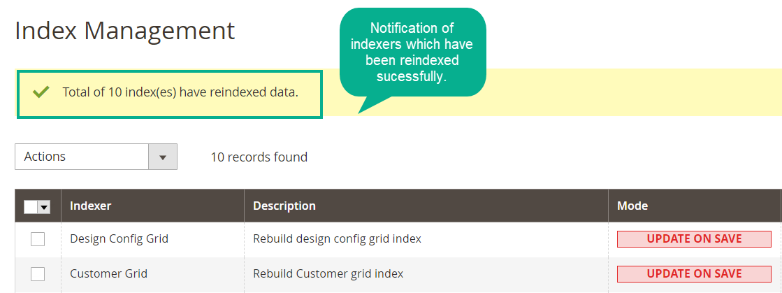 Magento 2 Reindex notification