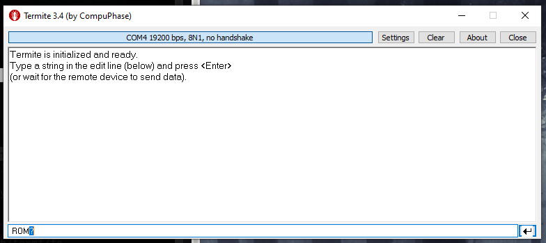 ROM? is entered but not yet issued to the device