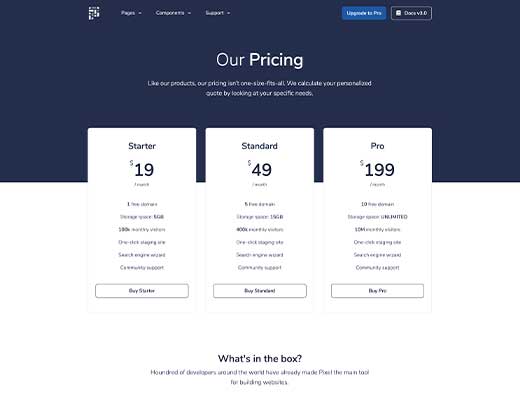 Pricing page