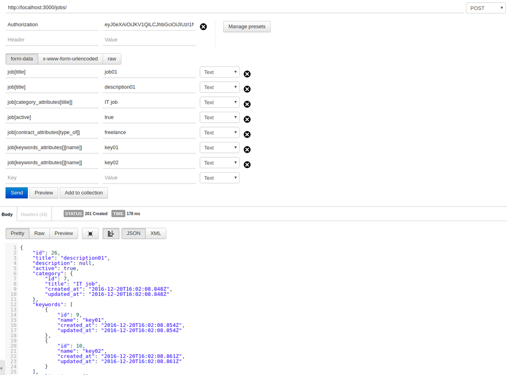 Creating job with nested attributes