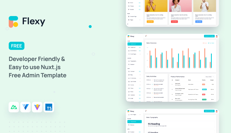 Flexy NuxtJs Free Admin Template Demo Screenshot
