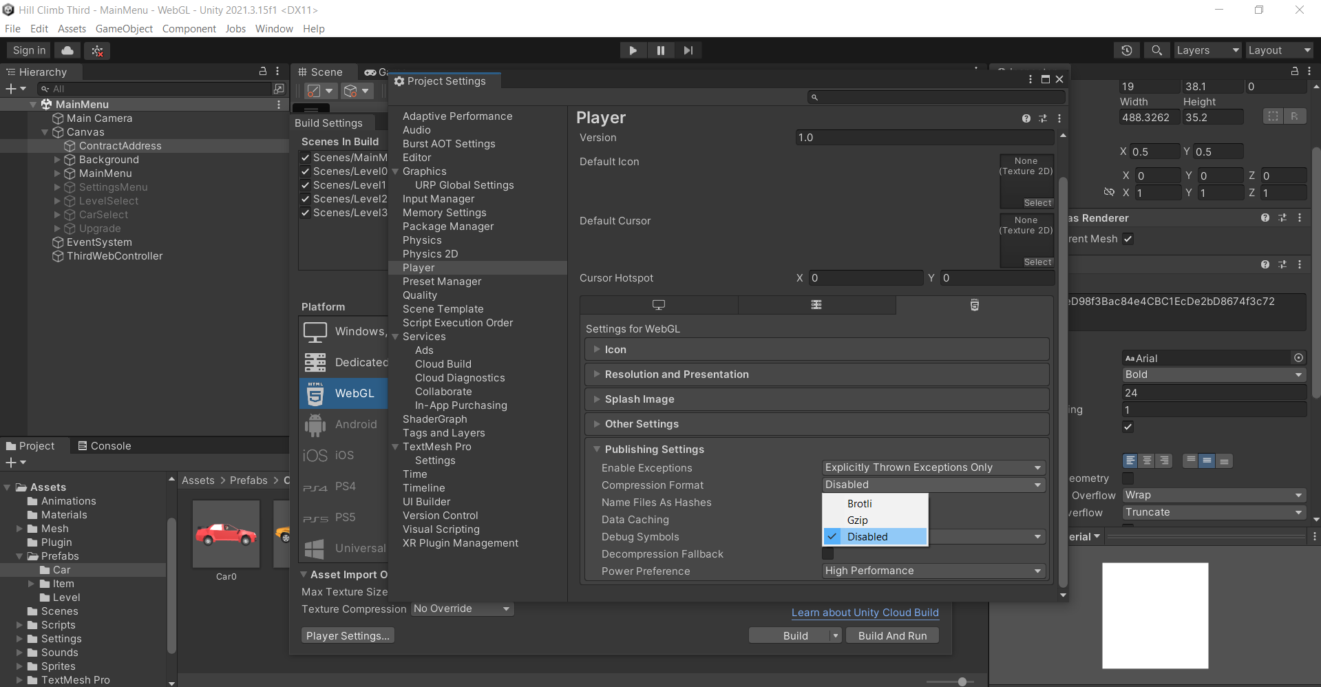 disable compression format