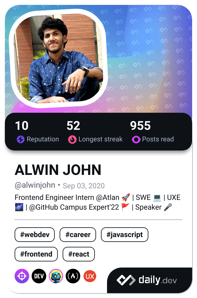 ALWIN JOHN's Dev Card