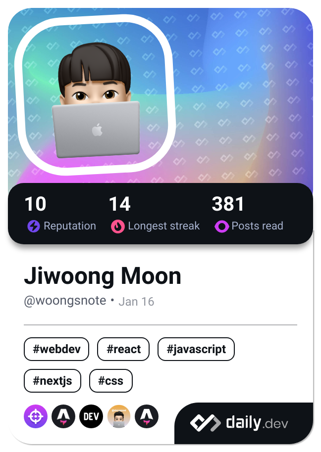 Jiwoong Moon's Dev Card