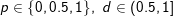  p \in {0, 0.5, 1}, \   d \in (0.5,1] 