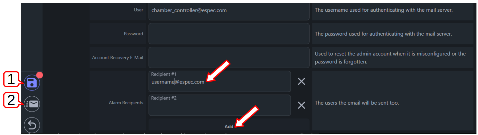 Setting alert email options