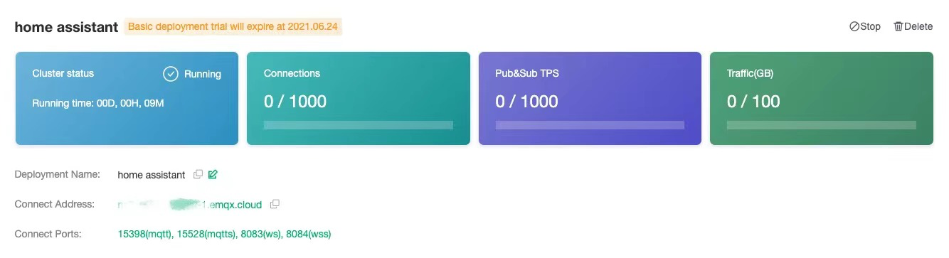 EMQX MQTT Cloud deployment information