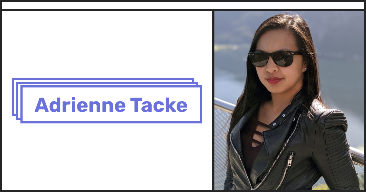 Adrienne Tacke in a leather jacket and sunglasses looking pretty badass
