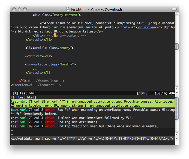vim-htmlvalidator