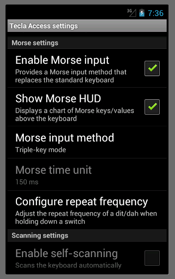 Morse input preferences