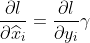 $${{\partial l} \over {\partial {{\widehat x}_i}}} = {{\partial l} \over {\partial {y_i}}}\gamma $$