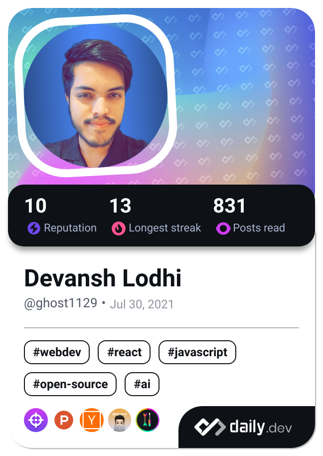 Devansh Lodhi's Dev Card