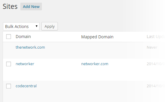 Domain Mapping - Sites list domains