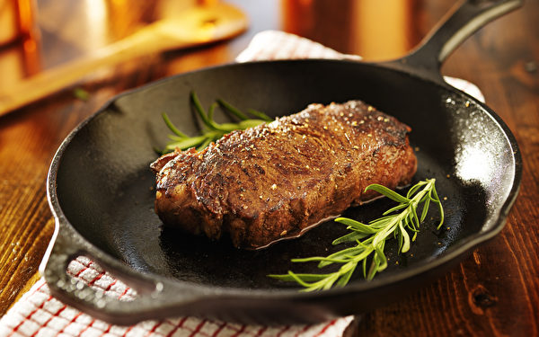 Strip Steak In Iron Skillet Panoramic Photo