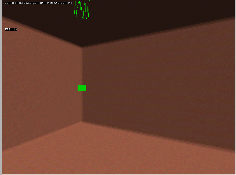 Empty room with a green voxel