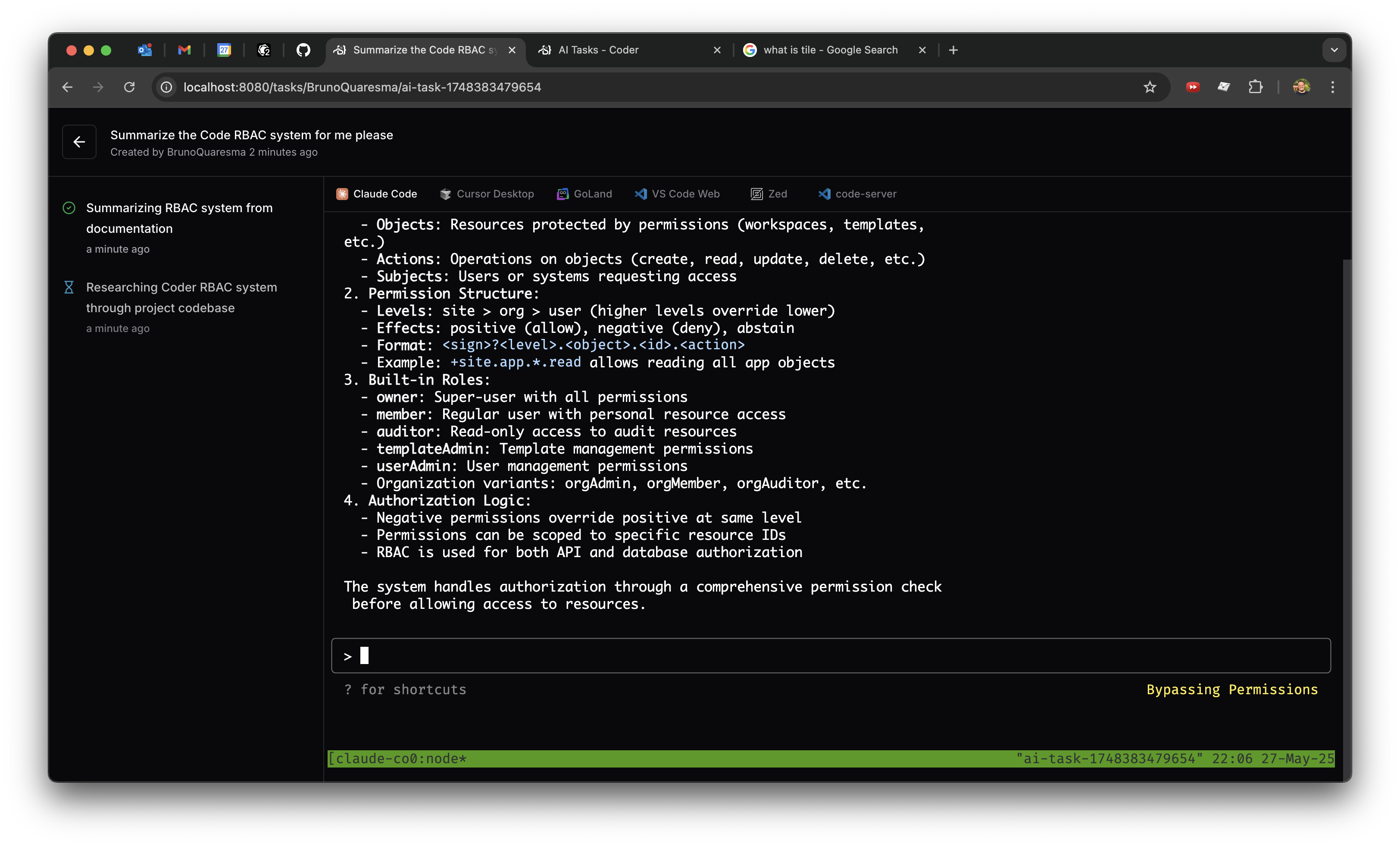 Tasks page