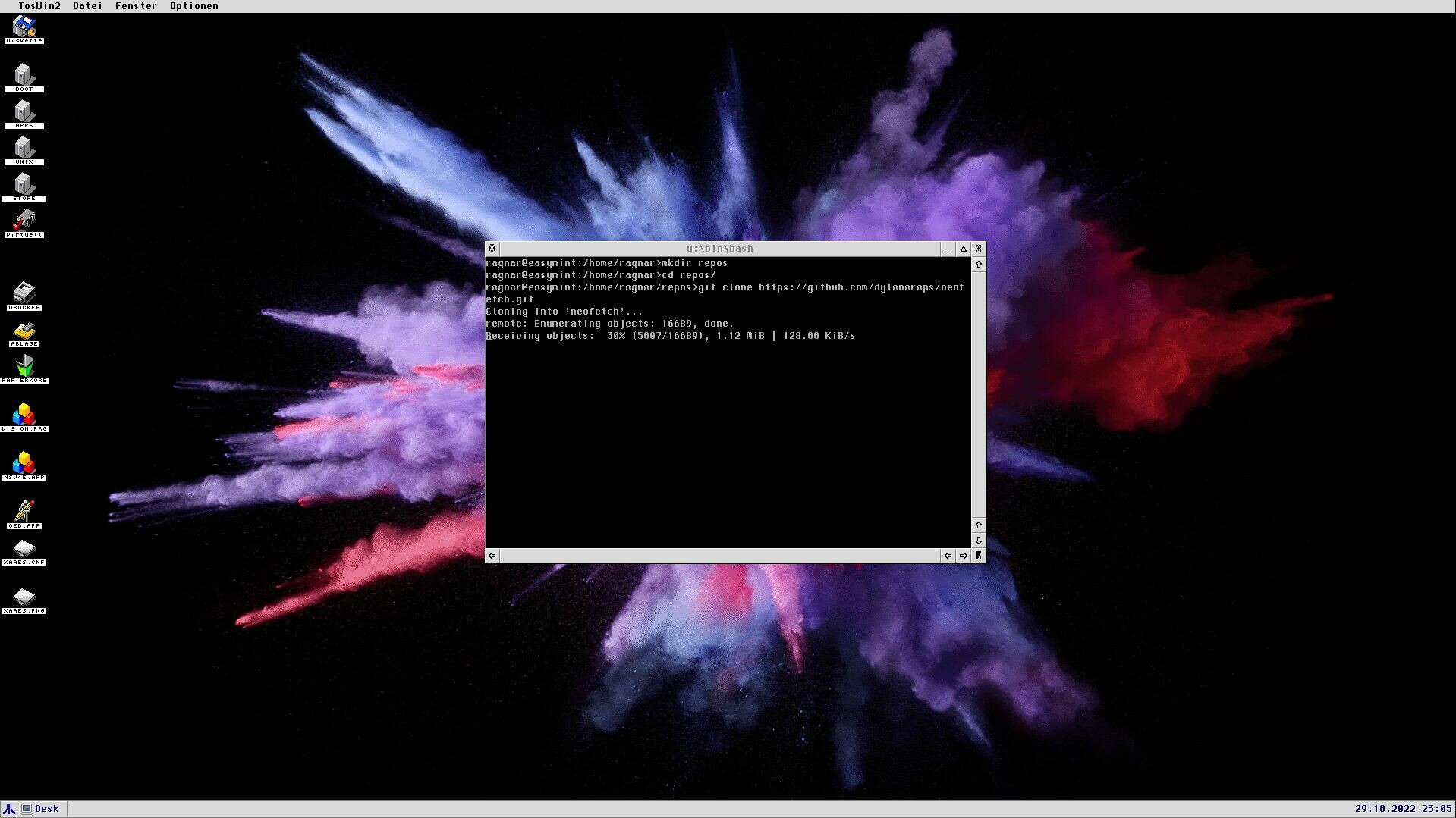 a screenshot of a desktop. git is running in a terminal
