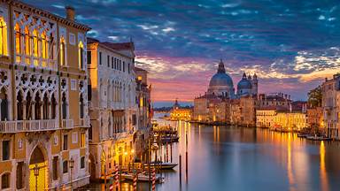 Grand Canal with Santa Maria della Salute Basilica, Venice, Italy (© RudyBalasko/Getty Images)