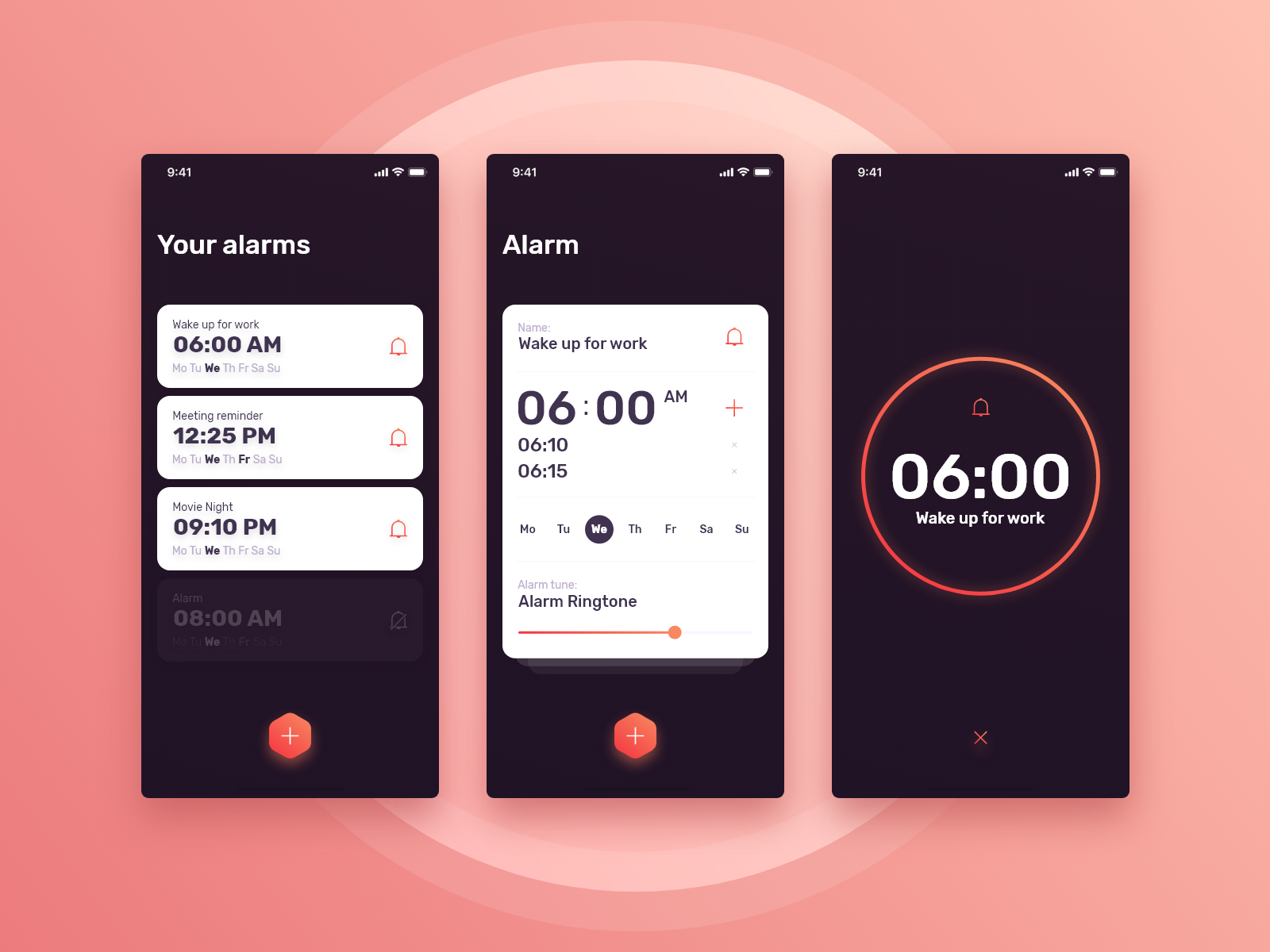 Alarm App concept by Alex on Dribble