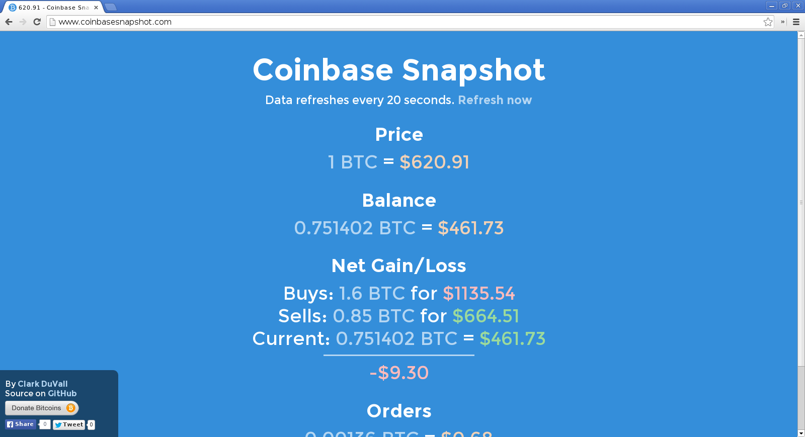 Coinbase Snapshot in action