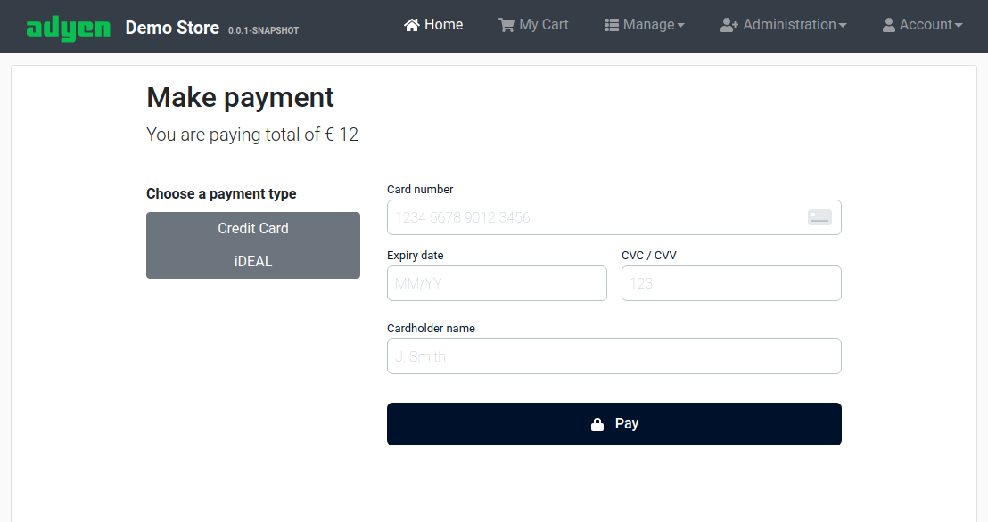 Payment page