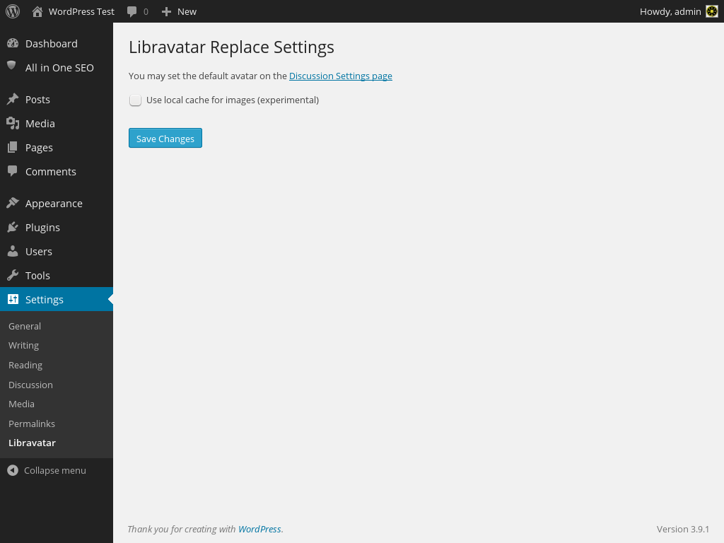 Specific Libravatar settings page