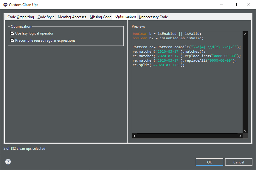 regex preferences