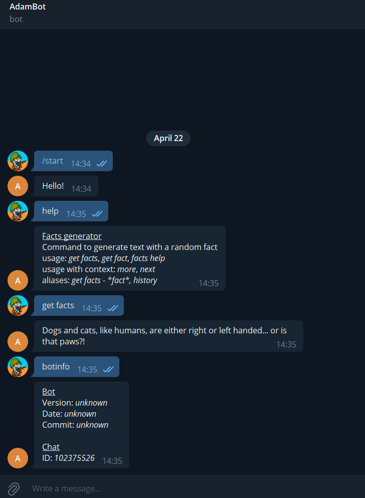 Example of run commands