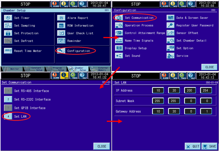 The "Set LAN" screen on the P300