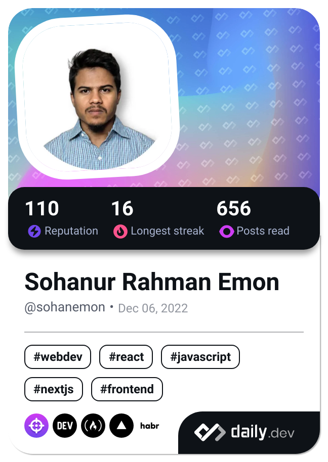 Sohanur Rahman Emon's Dev Card