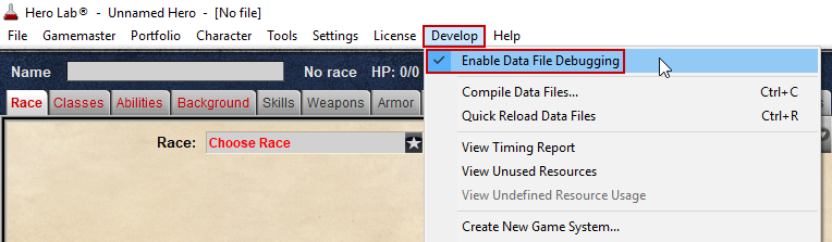 Enable Data File Debugging