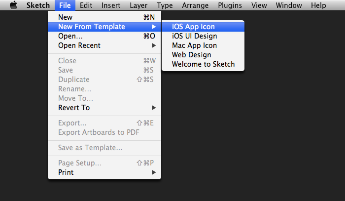 Creating a new iOS App Icon Sketch file