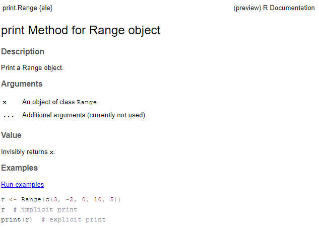 R help documentation of the print method for Range objects